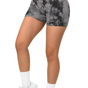 MOOSLOVER Women Seamless Booty Biker Shorts Scrunch Butt Lifting High Waisted Workout Shorts(S,#3 Black Tie-dye-3")