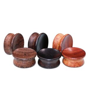 piercingpops 3 pairs natural wood ear plugs tunnels double flared expander ear gauges stretched piercing body jewelry (gauge=1/2"(12mm))