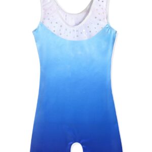 XiaoMoSha Gymnastics Leotards for Girls Toddlers Biketards Dance Unitards Sparkle Snowflake Mermaid (Blue,120 5-6Y)