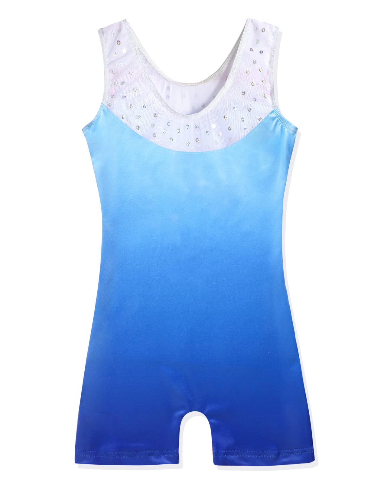 XiaoMoSha Gymnastics Leotards for Girls Toddlers Biketards Dance Unitards Sparkle Snowflake Mermaid (Blue,120 5-6Y)