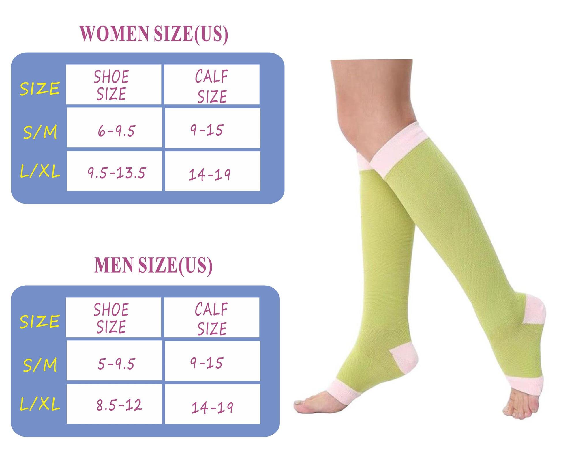 SHUTELI Toeless Open Toe Compression Socks Compression Stockings 4 Pairs for Women Men Circulation (4Color, Small-Medium)