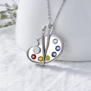 Dorunmo Art Palette Necklace Sterling Silver Art Necklace for Women Colorful Paint Necklace Art Painter Charm Necklace Future Artist Jewelry for Art Teacher Women