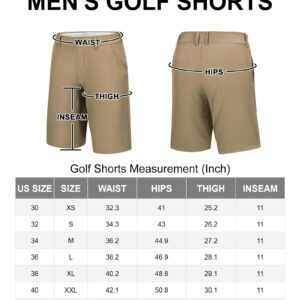 33,000ft Men's Golf Shorts Dry Fit, Lightweight Quick Dry Golf Stretch Shorts with Pockets 11" Inseam for Travel Casual