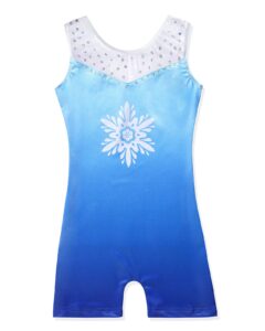 xiaomosha gymnastics leotards for girls toddlers biketards dance unitards sparkle snowflake mermaid (blue,120 5-6y)