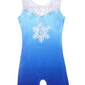 XiaoMoSha Gymnastics Leotards for Girls Toddlers Biketards Dance Unitards Sparkle Snowflake Mermaid (Blue,120 5-6Y)