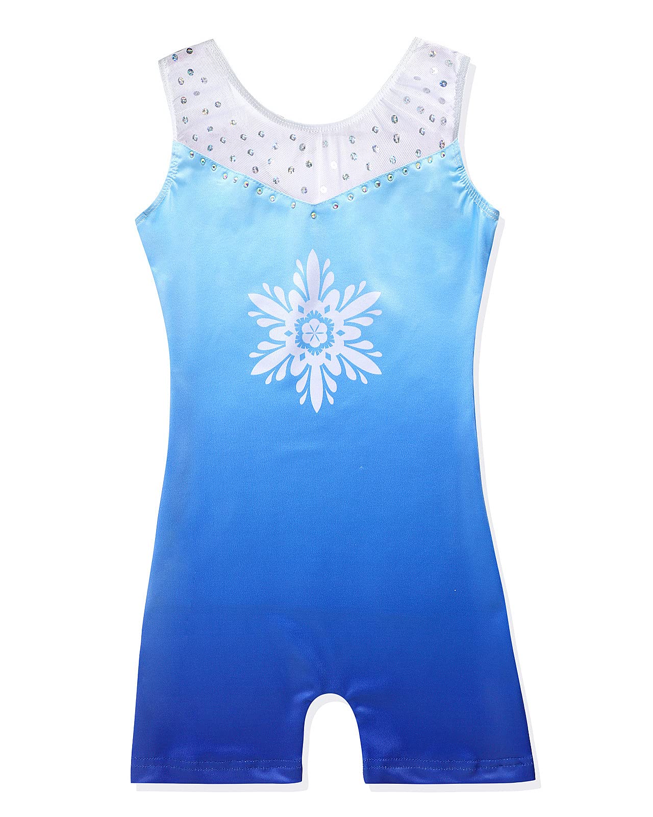 XiaoMoSha Gymnastics Leotards for Girls Toddlers Biketards Dance Unitards Sparkle Snowflake Mermaid (Blue,120 5-6Y)