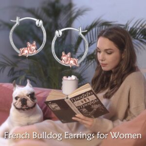 VONALA French Bulldog Hoop Earrings 925 Sterling Silver Cute Animal Dog Jewelry Birthday Gifts for Women (French Bulldog)