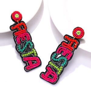 Cinco De Mayo Earrings for Women Colorful Beaded Fiesta Pinata Drop Dangle Earrings Statement Party Earrings Mexican Holiday Gift (Style2)