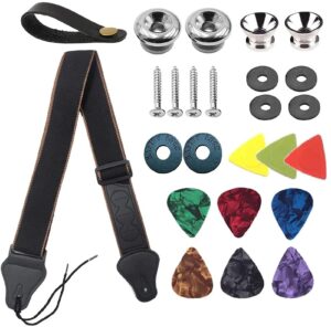 betterjonny guitar strap, adjustable guitar shoulder strap guitar belt with leather ends guitar picks strap locks