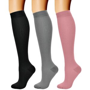 charmking compression socks for women & men circulation (3 pairs) 15-20 mmhg is best athletic for running, flight travel, support, cycling, pregnant - boost performance, durability (s/m, multi 55)