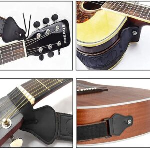 BetterJonny Guitar Strap, Adjustable Guitar Shoulder Strap Guitar Belt with Leather Ends Guitar Picks Strap Locks