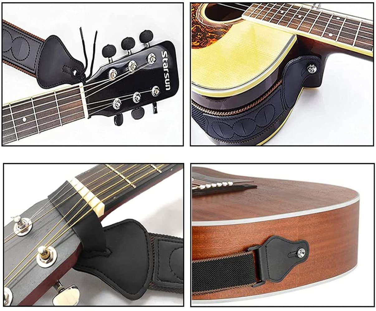 BetterJonny Guitar Strap, Adjustable Guitar Shoulder Strap Guitar Belt with Leather Ends Guitar Picks Strap Locks