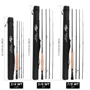 SF Fly Fishing Rod 4 Piece 7 or 8 Weight 9FT Matt Black Fly Rod IM7 Carbon Fiber for Starter Bass Pike Carp