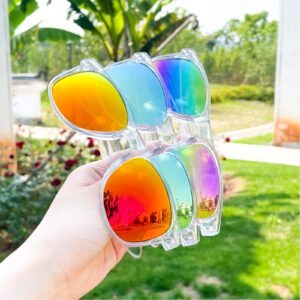 Pibupibu Neon Colors Mirrored Lens Party Favor Supplies Unisex Sunglasses Pack of 8 (Trans Mirrored)