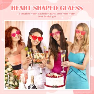 TOODOO 4 Pieces Heart Shape Rimless Sunglasses Transparent Candy Color Party Eyewear (Pink Series)