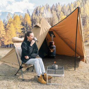 KingCamp Hot Tent with Stove Jack, 4 Season Cotton Tent for Camping, Lightweight Portable with Carry Bag, Foldable Snow Skirt, Set-up Rainfly, Glamping Hiking Backpacking, Windproof, Rainproof