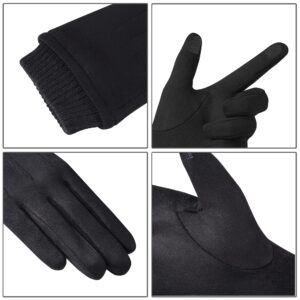 Kebesu Womens Winter Suede Gloves With Touchscreen Texting Finger Wool Lined Windproof Warm Fashion Dress Gloves