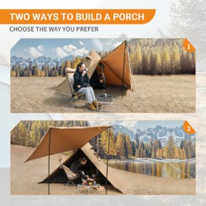 KingCamp Hot Tent with Stove Jack, 4 Season Cotton Tent for Camping, Lightweight Portable with Carry Bag, Foldable Snow Skirt, Set-up Rainfly, Glamping Hiking Backpacking, Windproof, Rainproof