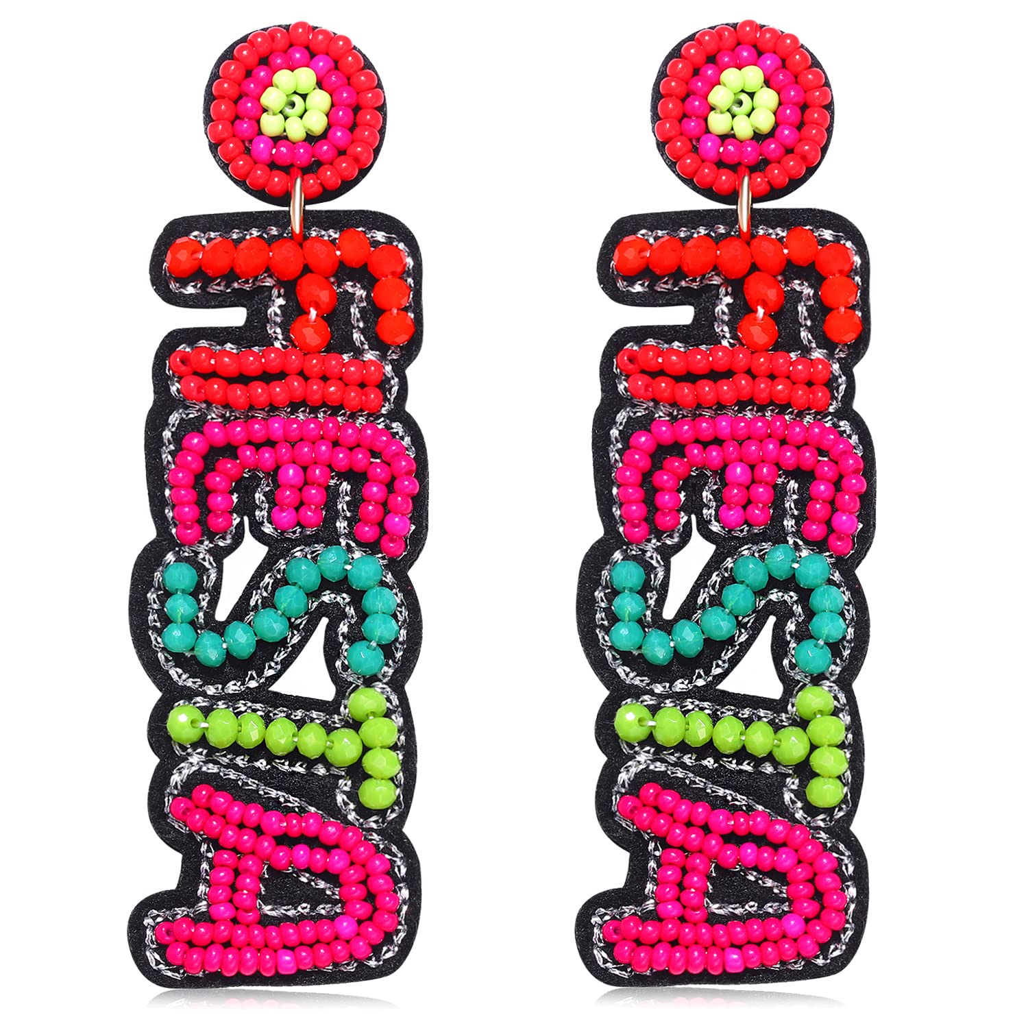 Cinco De Mayo Earrings for Women Colorful Beaded Fiesta Pinata Drop Dangle Earrings Statement Party Earrings Mexican Holiday Gift (Style2)