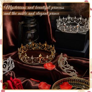 Henoyso 4 Pcs Prom King and Queen Crowns for Men Women King Queen Tiara Crystal Headband Homecoming Costume Party Favor(Gold, Silver, Elegant)