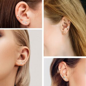 SAILIMUE 21Pairs Stainless Steel Stud Earrings Set for Women Men 20G Tiny Cartilage Stud Earrings Star Moon Triangle Heart Leaf Opal Stud Earrings Hypoallergenic Flat back Earrings Piercing Jewelry