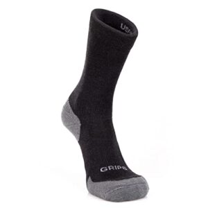 grip6 everyday merino wool socks - lightweight wool hiking socks - warm crew socks for men and women - cold weather gear - black, medium (1-pack)