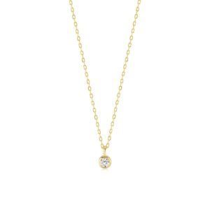 GELIN 14k Solid Gold Diamond Solitaire Necklace for Women