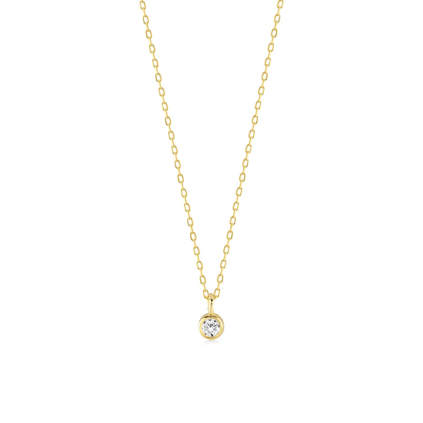 GELIN 14k Solid Gold Diamond Solitaire Necklace for Women