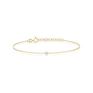 GELIN 14k Solid Gold Diamond Solitaire Round Cut Adjustable Bracelet for Women