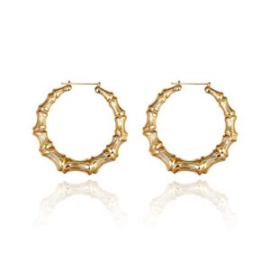 Bamboo Earrings for Women 90s/80s Heart Hoop Earrings Y2k Hip Hop Fashion Jewelry Gifts 2 Pairs