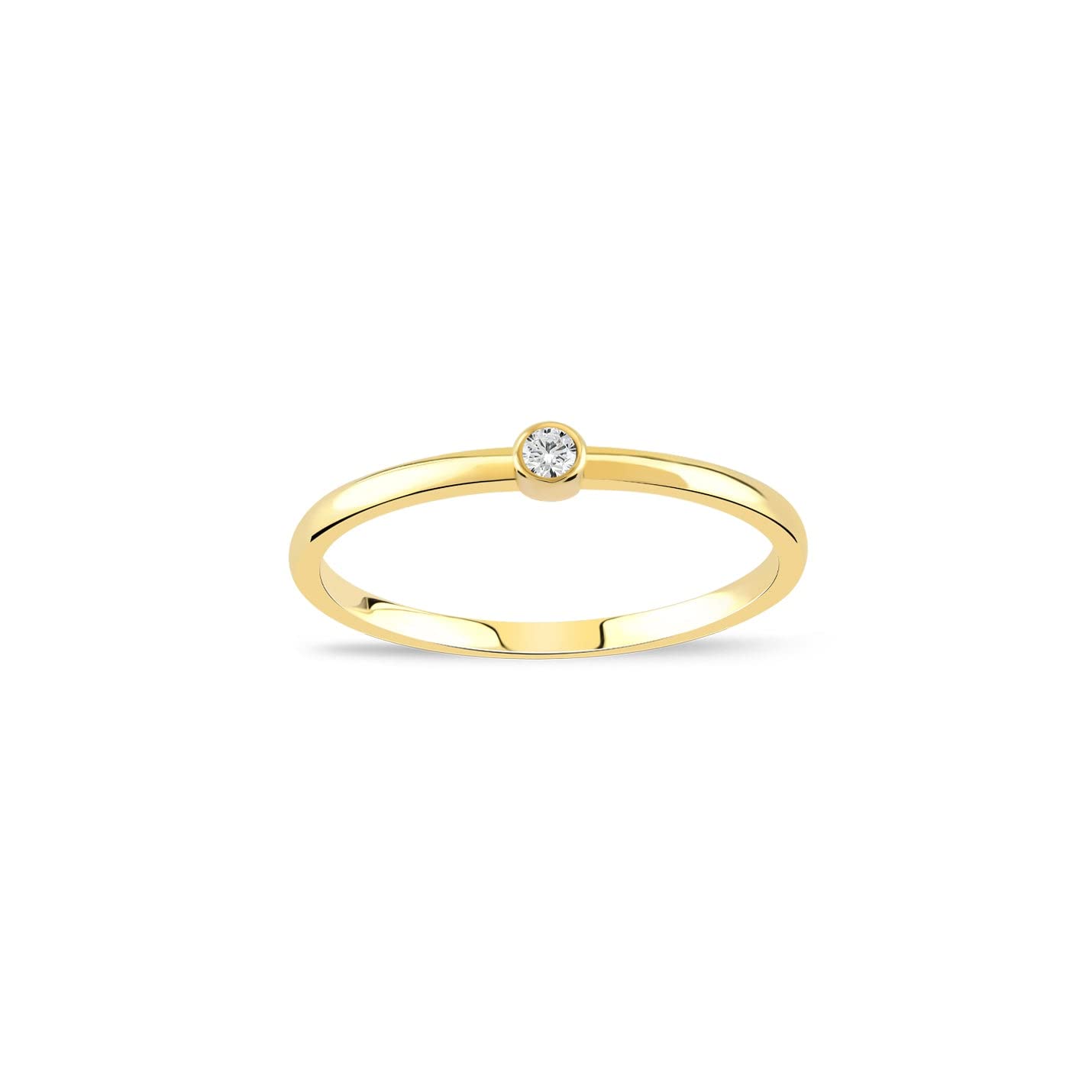 GELIN 14k Solid Gold Diamond Solitaire Stackable Ring for Women - Size 6