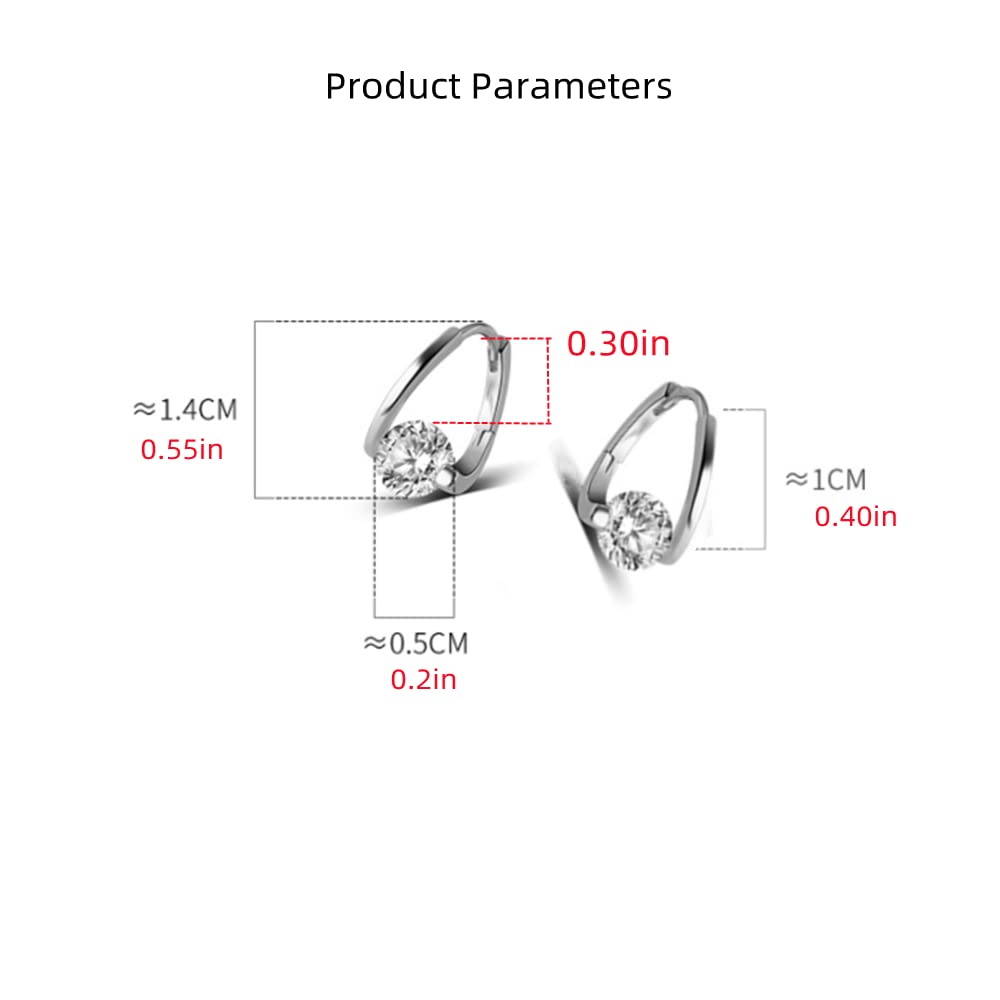 Round CZ Huggie Hoop Earrings for Women Girls 925 Sterling Silver Hypoallergenic Circle Cubic Zirconia Small Hoops Cartilage Fashion Dainty Birthday Wedding Jewelry Gifts for Her