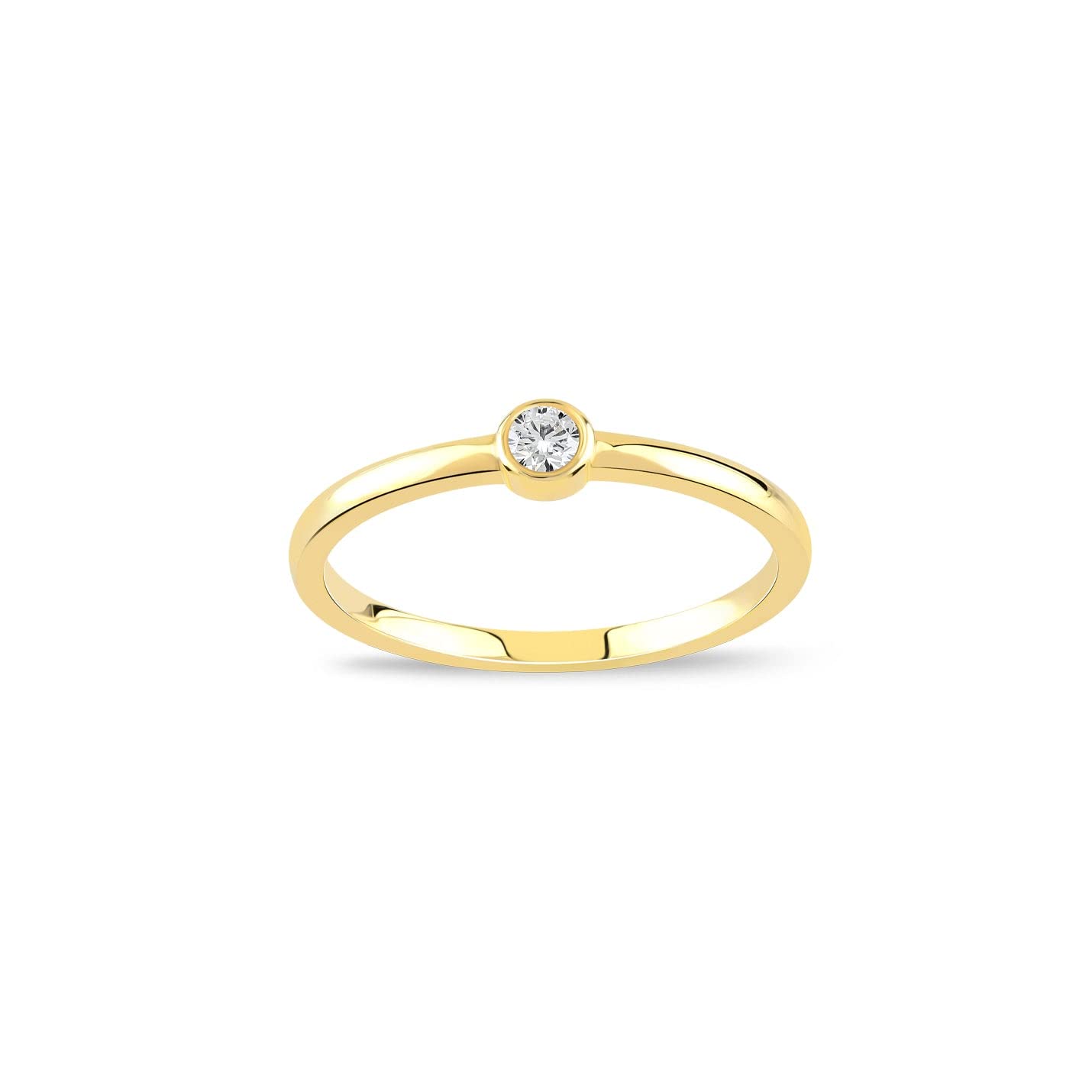 GELIN 14k Solid Gold Diamond Solitaire Stacker Ring for Women - Size 6