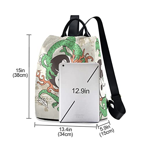 Backpack Purse for Women Fashion Chinese Dragon Travel Anti-theft Daypack College Casual Shoulder Bag Medium Size