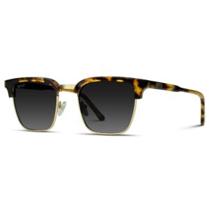 WearMe Pro Polarized Semi-Rimless Rectangular Sunglasses (Blaze Tortoise/Gradient Black Lens)