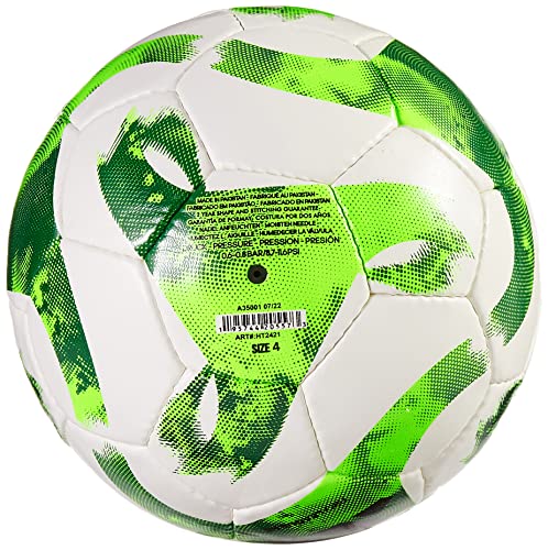 adidas Unisex-Adult Tiro Match Soccer Ball, White/Team Green/Team Solar Green/Black, 4