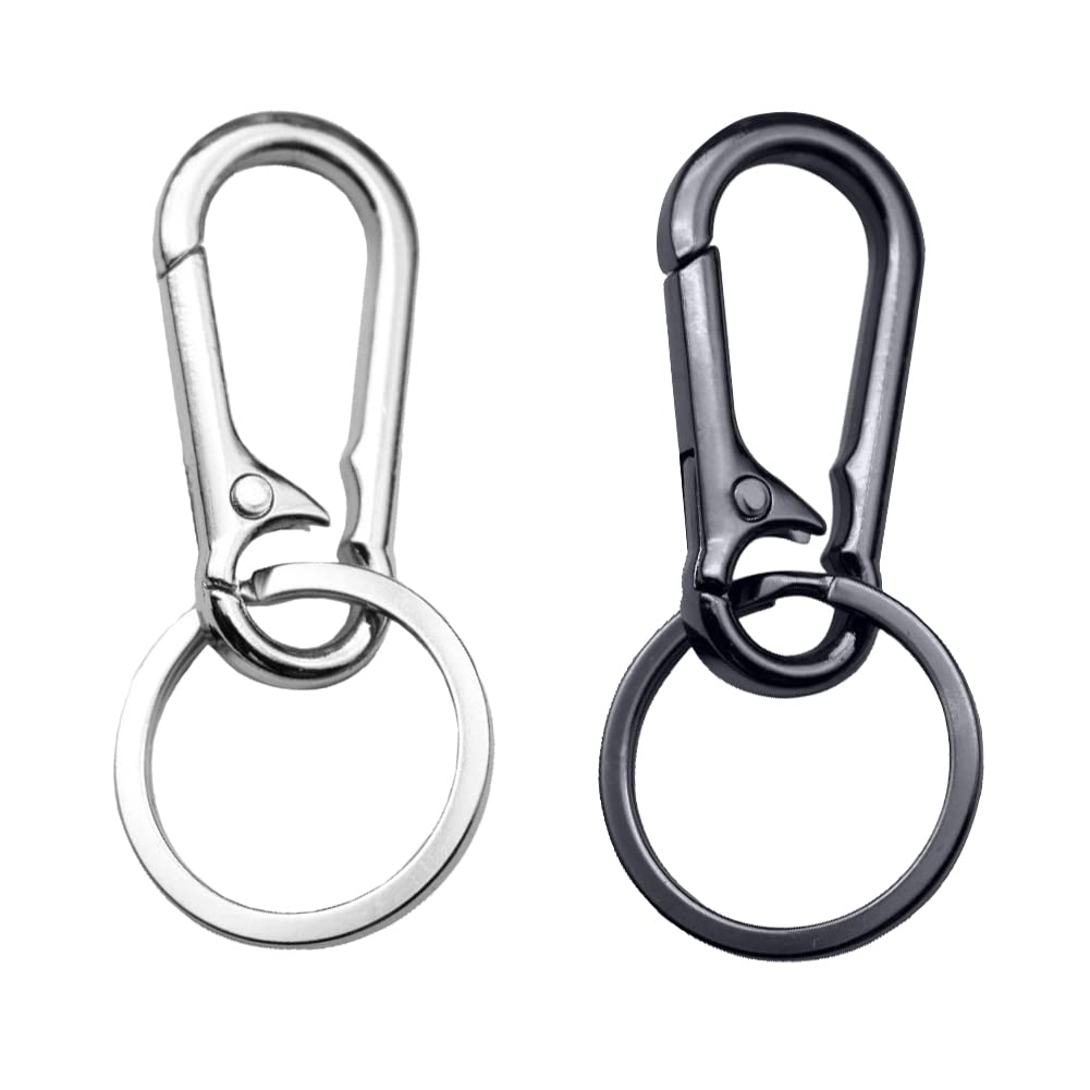 2 Pcs Zinc Keychain Clip Key Ring,Metal Carabiner Keyring Chain Holder Organizer for Car And Keys Finder,Key Chains for Men Women(Single Ring)