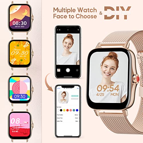 ZKCREATION Smart Watches for Women, 1.69" HD Bluetooth Call Fitness Tracker Smartwatch with Blood Pressure/Heart Rate Monitor, IP67 Waterproof Smart Watches, Smart Watch for Android iOS Phones