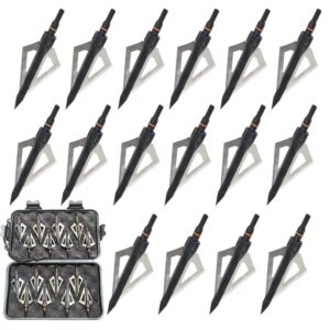 Archery Broadheads 3-Blade Hunting Broadheads 100 Grain Arrow Tips for Compound Bow Arrows and Traditional Bow Bowhunting (black-16pcs)