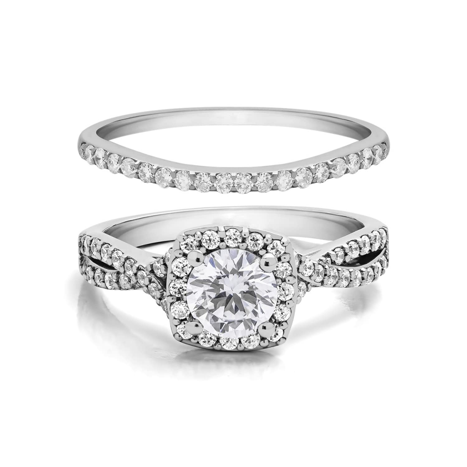 3 Carat(ctw) Round-Cut Moissanite Wedding Ring Sets for Women,10K 14K 18K Real Gold Engagement Ring Sets,Bridal Sets with Free Engraving Size 5-11 (18K Gold)