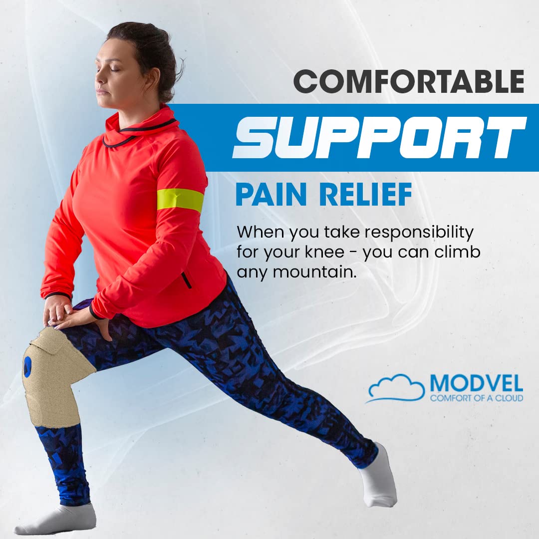 MODVEL ELITE Knee Brace for Women & Men with Side Stabilizers, Patella Gel Pads Brace for Meniscus Tear for Maximum Knee Pain Support - ACL Knee Braces for Running, Workout, Arthritis & Joint Recovery