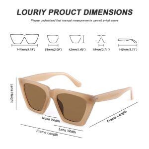 Louriy Vintage Square Cat Eye Sunglasses Women Large Trendy Retro Sun Glasses Classic Thick Rectangle Frame