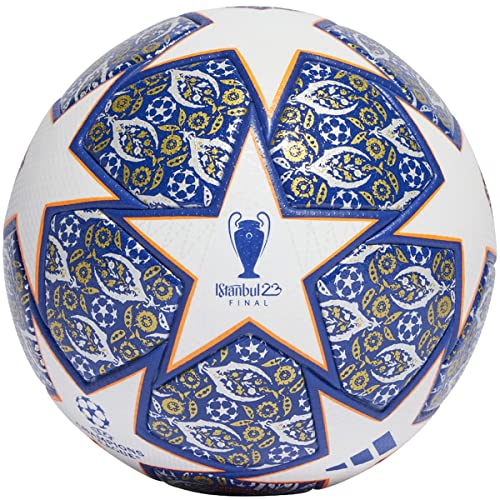 adidas UCL Istanbul Pro Match Ball - Celebrate Istanbul's Legacy with a High-Performance Ball, White/Team Royal Blue/Solar Orange/Silver MET. Size 5