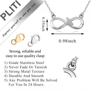 PLITI AA Sobriety Gift Addiction Recovery Gift 12 Step Gift Infinity Cross Necklace for Women Sober Birthday Gift Christian Religious Pendant (Sobriety nec)