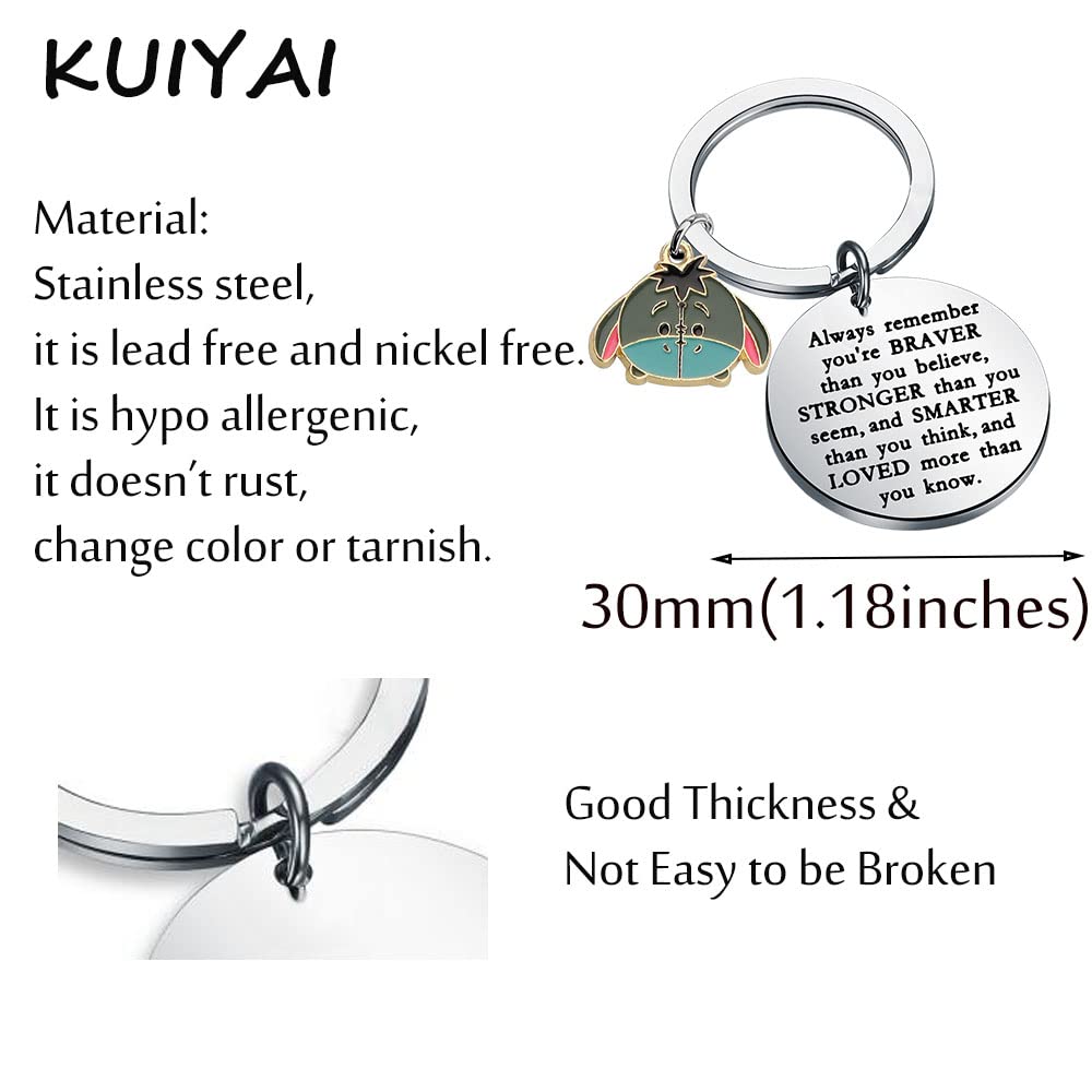 KUIYAI Donkey Quote Gift Always Remember Braver Stronger Smarter Loved Keyring Donkey Mom Dad Gift Donkey Lovers Gift For BFF (DonkeyAlwaysK)