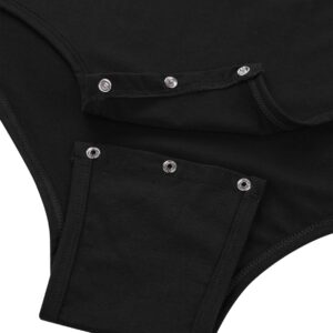 renvena Mens Press Button Crotch Shirt Bodysuit Short Sleeve Leotard Undershirt Romper Black 4X-Large