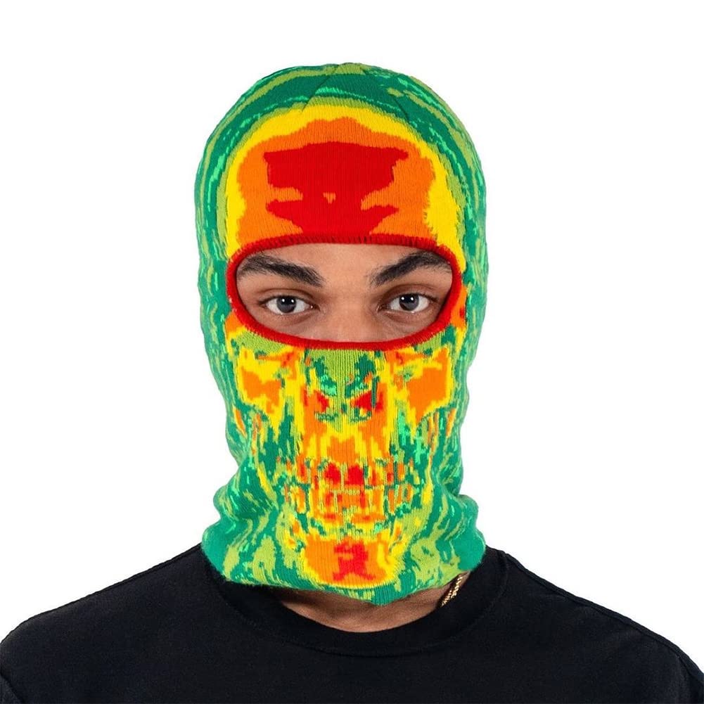 Balaclava Knitted Full Face Cover Ski Mask Winter Windproof Neck Warmer Thermal Cycling for Men Women One Size Fits Most Green