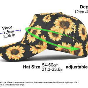 Womens Criss Cross Ponytail Hat Sunflower Hat Ponytail Bun Sun Hat for Women (Black)