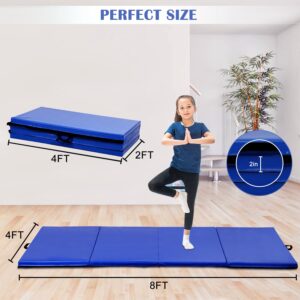 Exercise Mats for Home Workout, 4'x8'x2 Extra Thick High Density Anti-Tear Folding Gymnastics Mat w/Hook & Loop Fastener Lightweight Tumbling Mat for MMA, Stretching Yoga, Cheerleading Martial Arts