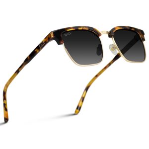 wearme pro polarized semi-rimless rectangular sunglasses (blaze tortoise/gradient black lens)